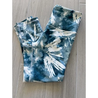 Calzas capri Balance azul blanco tie dye cintura alta ropa deportiva Foto 1 de 4