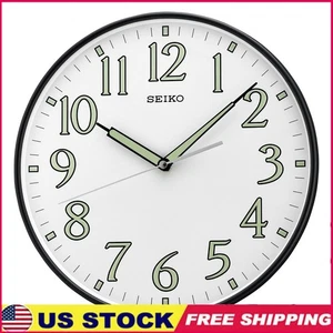 Orologio da parete 12 pollici rotondo nero numeri luminosi quarzo analogico silenzioso sweep nuovo - Foto 1 di 4