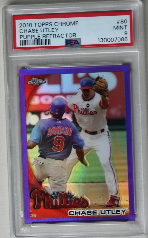 PSA 9 CHASE UTLEY 2010 Topps Chrome #86 Purple Refractor - Image 1 of 2