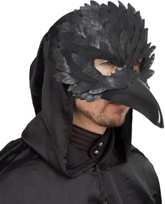 Venezianische Schnabelmaske Maske Rabe Schwarz Venedig Maskenball - Bild 1 von 4