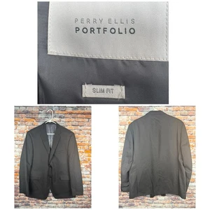 Giacca tuta Perry Ellis Portfolio slim fit 2 bottoni nera 46 regolare doppia ventilazione - Foto 1 di 12