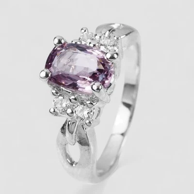 Anillos de piedras preciosas finas de plata de ley 925 lavanda púrpura espinela 0,94 quilates tamaño 5,75 Foto 1 de 4
