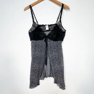 Hanky Panky Black Grey Leopard Babydoll Chemise Slip Dress & Thong Set NWOT - Picture 1 of 15