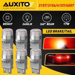 6x AUXITO 3157 3156 Red LED Brake Stop Turn Signal Parking Light Bulbs Tail Lamp - Picture 1 of 11