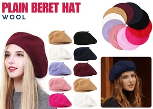 Plain Beret Hat Wool Autumn Women | Girls Fashion Hats French Beret Winter Cute - Picture 1 of 16
