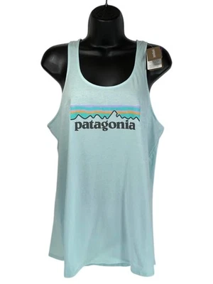 Топ безрукавка PATAGONIA размер M светло-синий логотип графический принт органический хлопок спортивная спина - Изображение 1 из 4