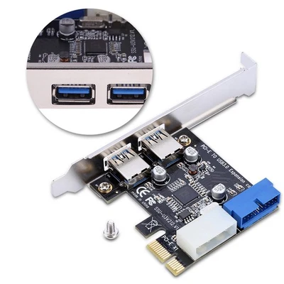 Scheda PCI Express PCI-E a USB 3.0 2 porte 19PIN adattatore scheda USB 3.0 con - Immagine 1 di 4