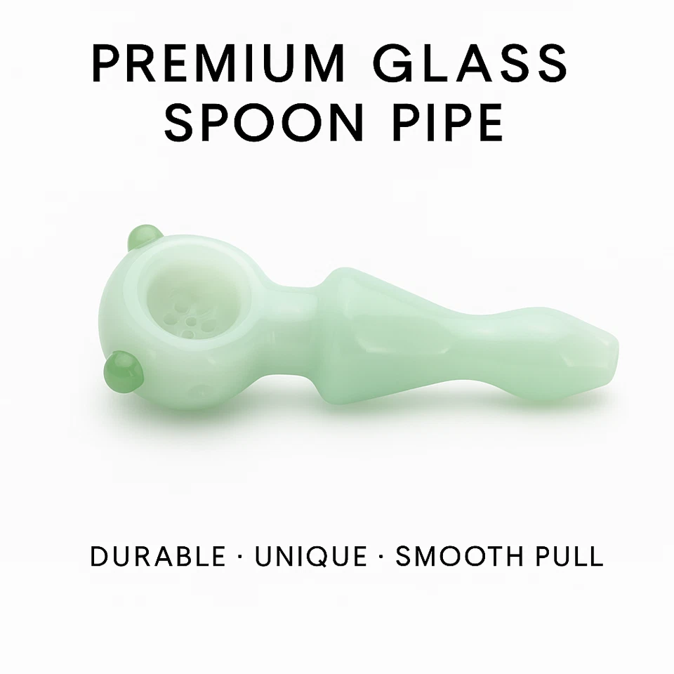 4” Mint Green Glass Spoon Pipe – Hand Blown Thick Glass Hand Pipe Tobacco Bowl - Image 1 of 3