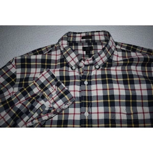 Camisa de vestir J Crew Oxford abotonada para hombre talla XL calce ajustado roja negra algodón a cuadros - Imagen 1 de 6