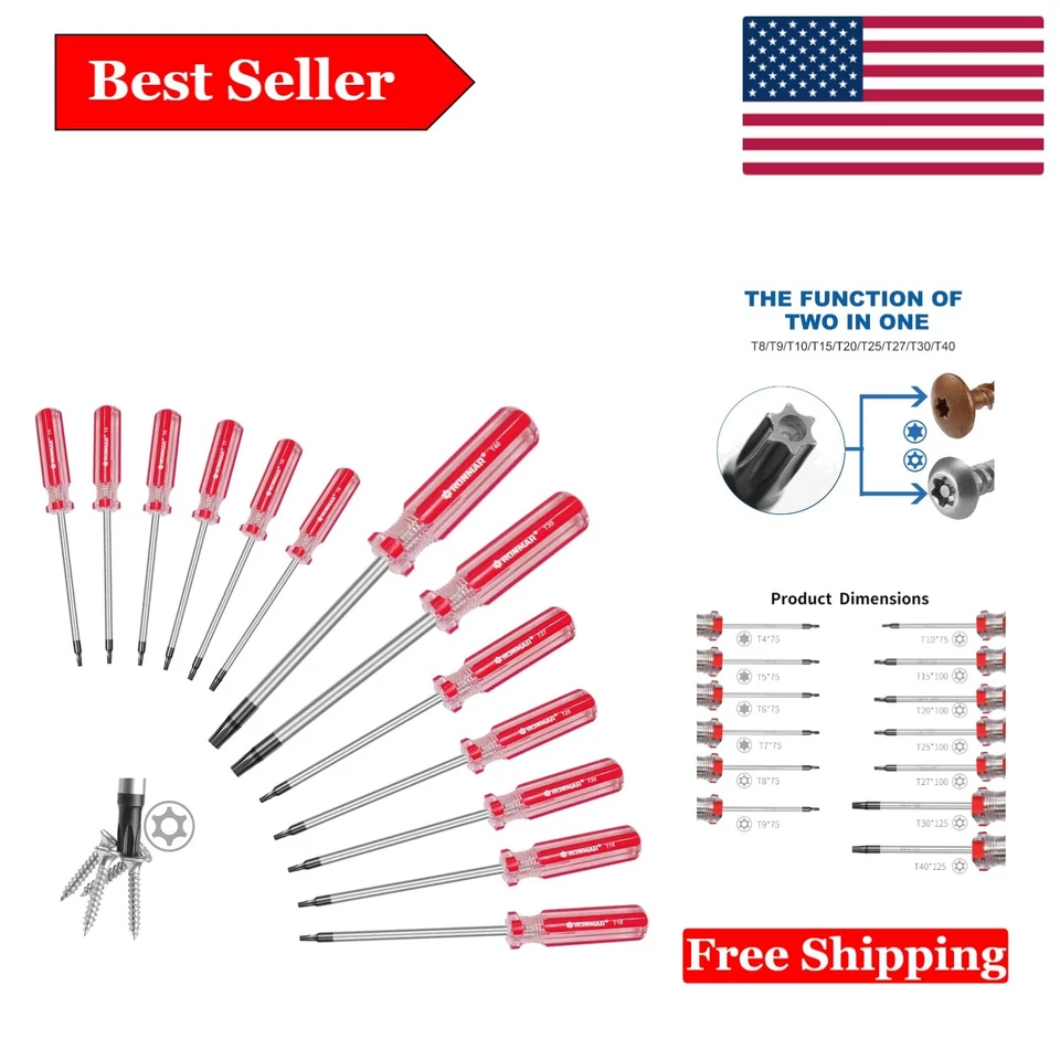 Ronmar 13-piece Magnetic Torx Screwdrivers Set Security Tamper Proof