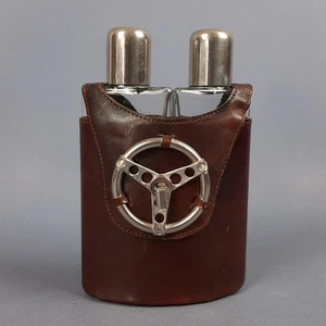 Bottiglie Liquore Da Viaggio Vetro Metallo Con Volante Fiaschette Vintage 1960 - Imagen 1 de 15
