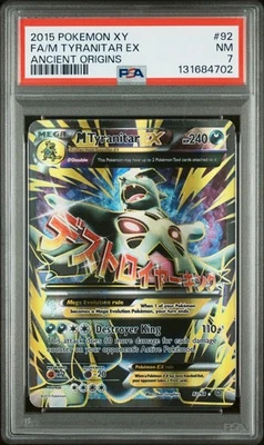 2015 POKEMON XY #92 FULL ART MEGA TYRANITAR EX NM PSA 7 ANCIENT ORIGINS - Image 1 of 2