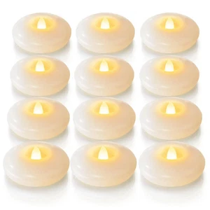 12er Pack 3" Flammenlose LED Schwimmkerzen, 201 Stunden Weiß Batteriebetrieb Wat... - Bild 1 von 7