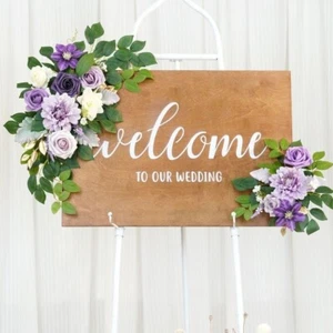 Conjunto de 2 piezas de flores de arco de boda guirnalda de flores artificiales botín - Imagen 1 de 17