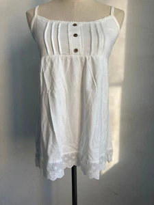 Womens Halter Strap Sleeveless Top Cotton Lace White Summer Liner Shirt Tee - Picture 1 of 11