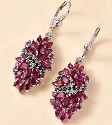 Серьги-шпинели Orissa с родолитом гранатом/тайским черным родием чистота 6,35 карата - Изображение 1 из 4