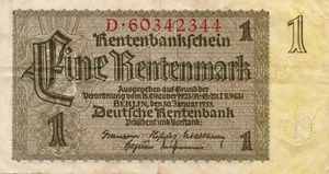 Genuine 1 Rentenmark from 1937 German 3. reich banknote fine con !!!!! - Picture 1 of 2