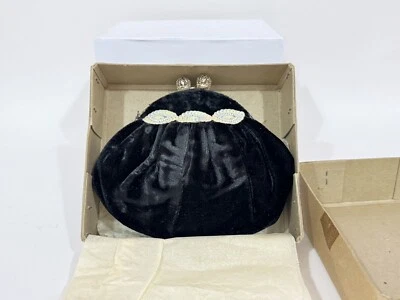 Cartera de noche vintage de terciopelo negro. Excelente estado. Foto 1 de 4