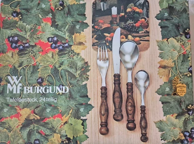 WMF Burgund Holzbesteck Cromargan  für 12 Personen 56 teilig  guter Zustand - Bild 1 von 4