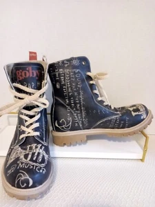 Goby Music Women's Lace Up Black Long Boots Sz 8 - Picture 1 of 8