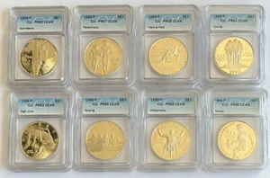 1995/1996 OLYMPIC GAMES 8 COIN SILVER SET W/OGP COA & ICG CERTIFIED - Picture 1 of 3
