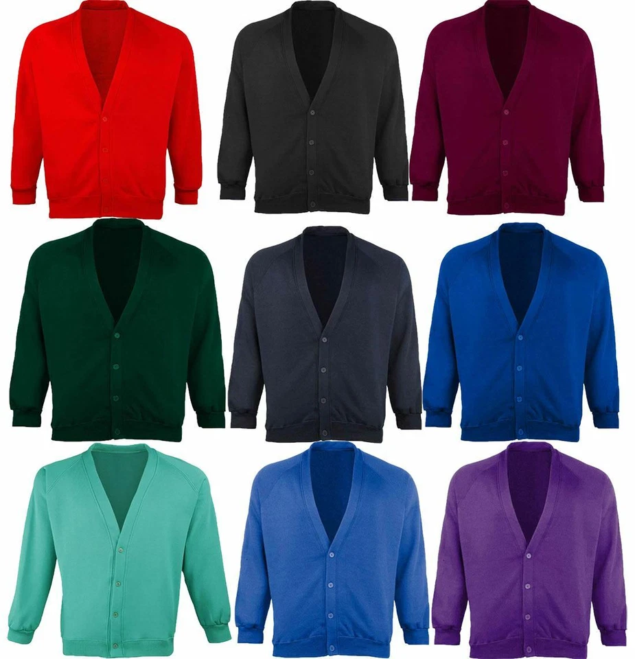 Cárdigan con botones delanteros abiertos para adultos niños niñas niños escuela oficina suéter con bolsillos Foto 1 de 1