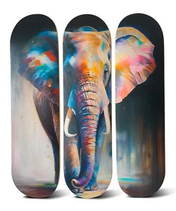 Skateboard Canvas Wall Art - Abstract Elephant Art Room Decor - Home Decor, L... - Picture 1 of 8
