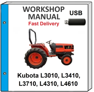 KUBOTA L3010 L3410 L3710 L4310 L4610 TRACTOR SERVICE REPAIR WORKSHOP MANUAL USB - Picture 1 of 1