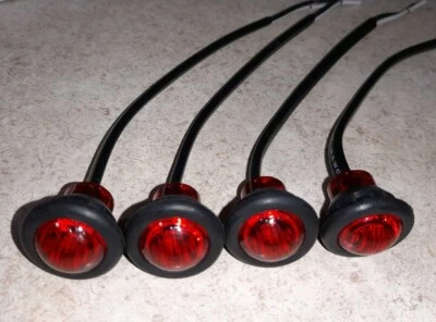 LOT OF 10) .75 Inch 3 LED Red Round Marker Clearance Lights  5627514 12v grommet - Image 1 of 4