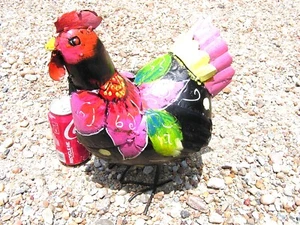 Metal Art Bird Hand painted and Distressed Junk Iron Chicken, Rooster - Picture 1 of 7