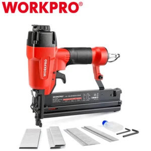 WORKPRO Pneumatic Brad Nailer 18 GA 2 in 1 Nail Gun Crown Stapler 300pcs Staples - Picture 1 of 12