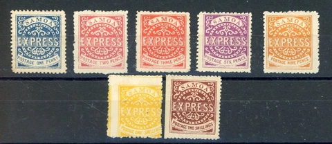SAMOA--Set of 7 stamps Scott #1-#7 May be Counterfits Cover