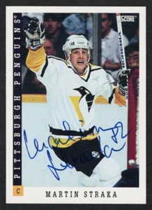 1993 Score #375 Martin Straka Autographed Rookie Year Signed Pittsburgh Penguins - Picture 1 of 2