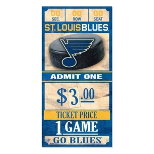 ST. LOUIS BLUES GAME TICKET ADMIT ONE GO BLUES WOOD SIGN 6"X12'' WINCRAFT - Picture 1 of 1