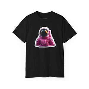 Astronaut 3d Sticker Graphic Tee, Space Exploration Unisex Cotton Shirt, Galaxy - Picture 1 of 37