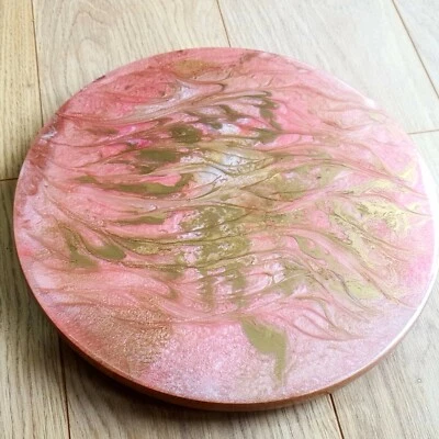 Lazy Susan Revolving Tray, Resin Abstract Art On Tray - Image 1 of 4