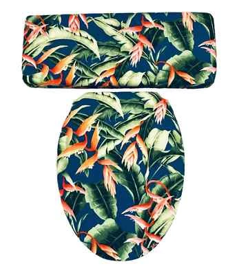 Heliconia Casa de Playa Isla Tropical Baño Decoración Asiento Inodoro Tapa Juego Foto 1 de 2