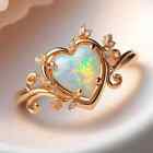 Bague de mariage opale de feu 1 ct anniversaire 1 ct Heart Cut Lab créée argent sterling 925