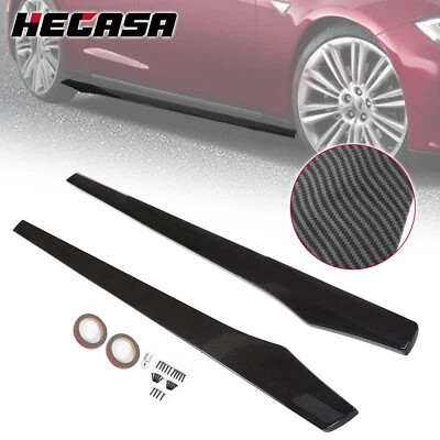 Fits 12-19 Tesla Model S Side Skirt Extension Bottom Lip Pair Carbon Fiber style - Изображение 1 из 4