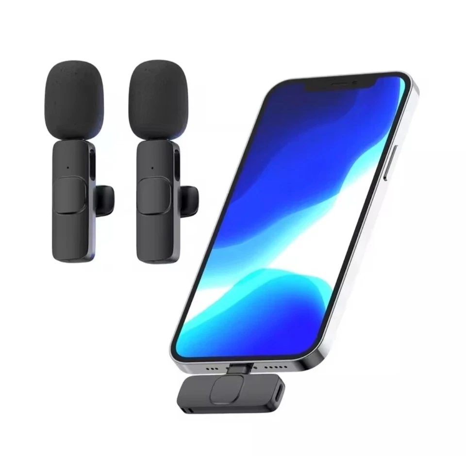 Wireless Lavalier Microphone For Phone Android iPhone Vlog Live Stream Mic - Image 1 of 2