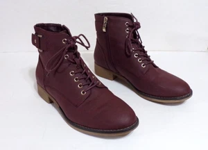 X/Appeal Laya Zip & Laced Brown Faux Leather Ankle Boots Women's Size 9 M in EUC - Picture 1 of 4