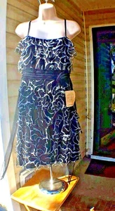 Arden B Sleeveless Tiered Layered  Black & Gray Short Mini Dress Size L NWT $79 - Picture 1 of 10