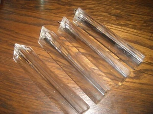 MENGE 4 VINTAGE SCHWER MASSIV GLAS 6" x 1 1/2" DREIECK KRONLEUCHTER PRISMEN - Bild 1 von 4