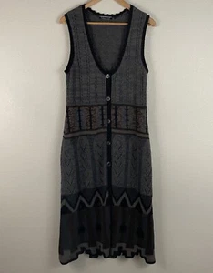 Peruvian Connection Size M 100% Alpaca Long Vest Sleeveless Cardigan Sweater - Picture 1 of 7
