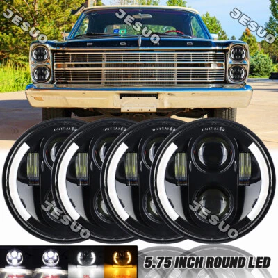 For Ford Galaxie 500 1962-1974 4pcs 5.75" 5-3/4'' Round LED Headlights Foto 1 de 4