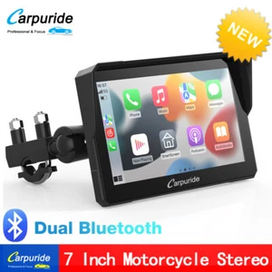 Carpuride Wireless Motorcycle Stereo Apple CarPlay Android Auto Dual Bluetooth - Picture 1 of 13