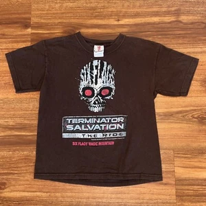 Vintage SIX FLAGS Terminator Salvation Amusement Park Ride 2009 T Shirt Kids Med - Picture 1 of 3