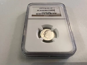 1992-S SILVER ROOSEVELT DIME NGC PF70 ULTRA CAMEO "BROWN LABEL" TOP POP - Bild 1 von 4