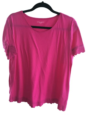 Camiseta Top Camisa Laura Scott Rosa Grande Verano Mangas Cortas Mezcla Algodón Foto 1 de 4