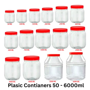 Round Jars Plastic Storage Containers with Screw Top Lids Spices Food Canisters - Picture 1 of 143